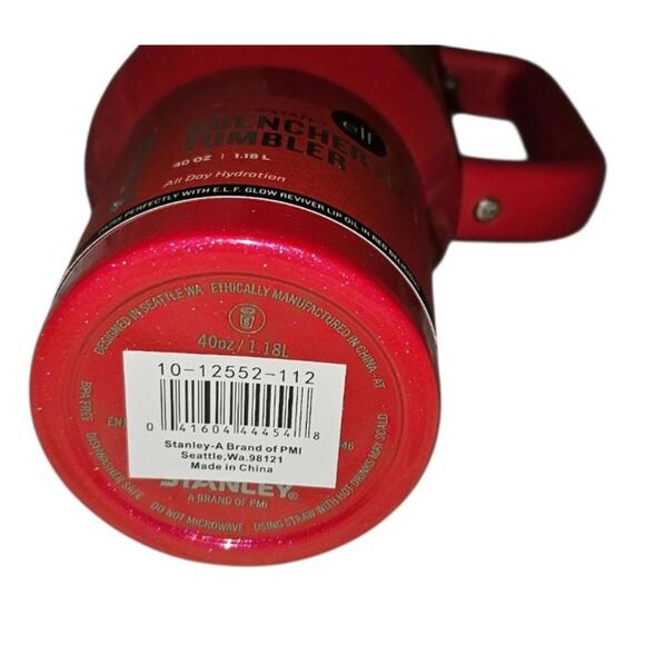 Stanley x Elf Red Delicious 40oz Quencher H2.0 Tumbler & Pink Bottle Boot NEW - Picture 7 of 10